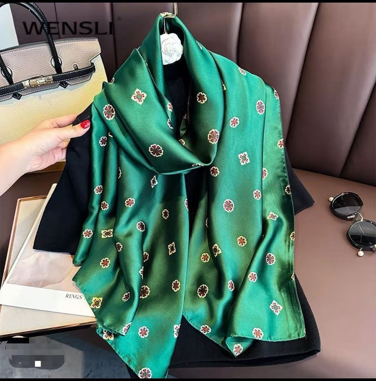 A003【·绿野仙踪】丽锦缎轻奢高定丝巾披肩90*180