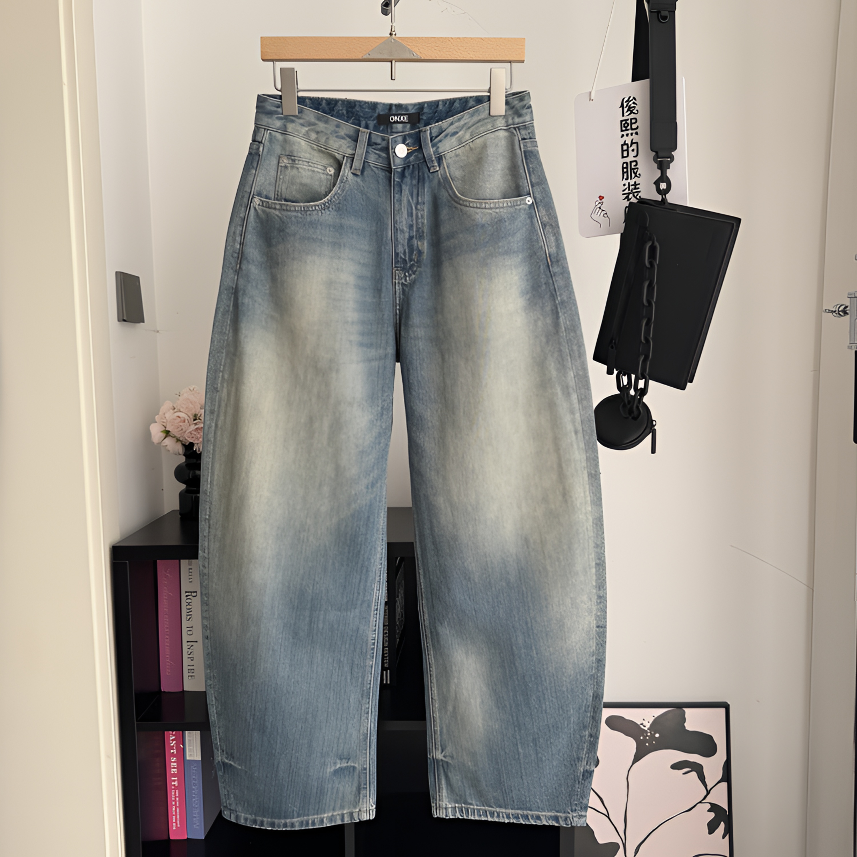 2026春季新款男士水洗无弹常规四季长裤做旧弯刀牛仔裤宽松80210Z