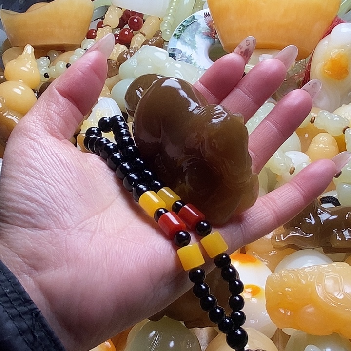 慧***子完全开放手把件马