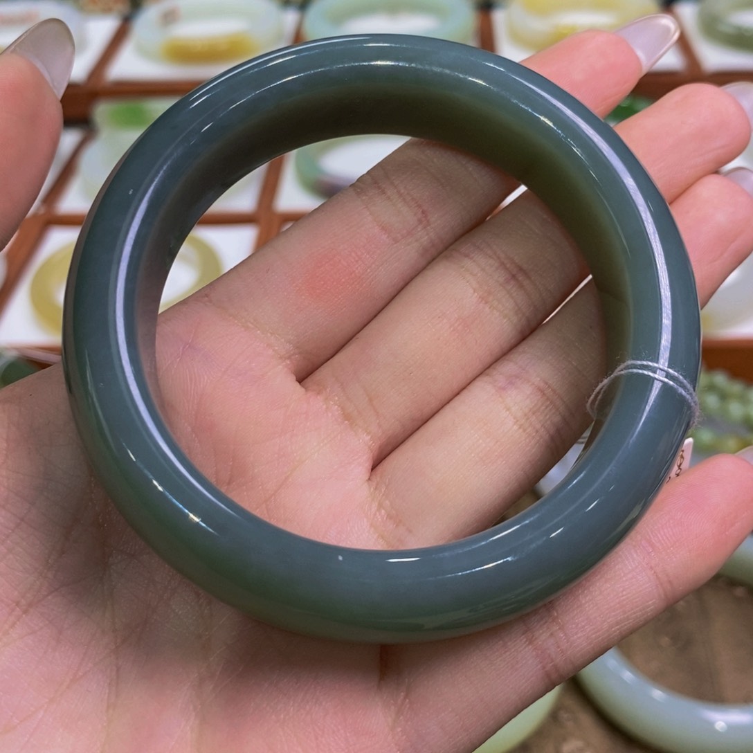 和田玉手镯未镶嵌且末蓝58-59