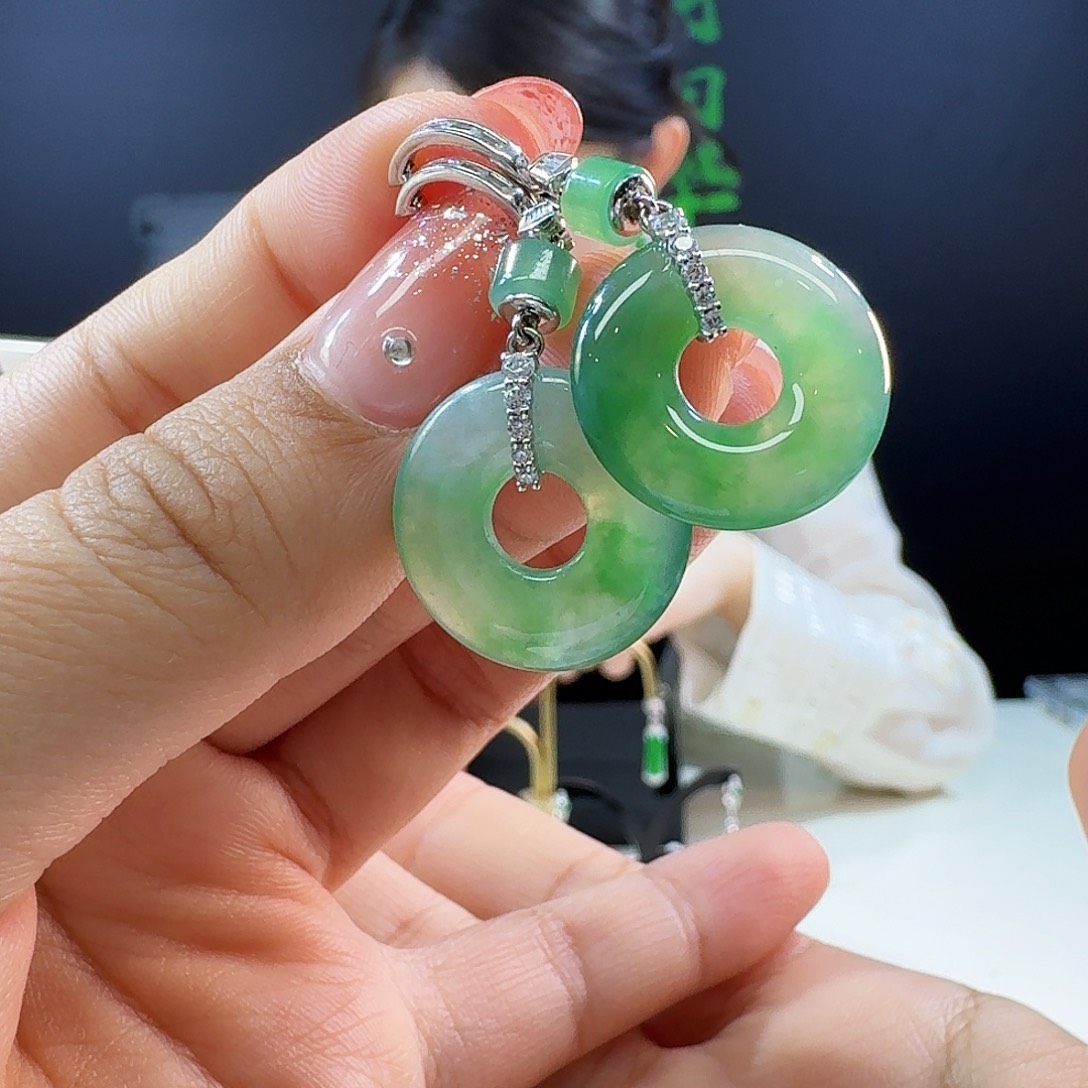 翡翠耳饰18K金镶嵌18k镶嵌