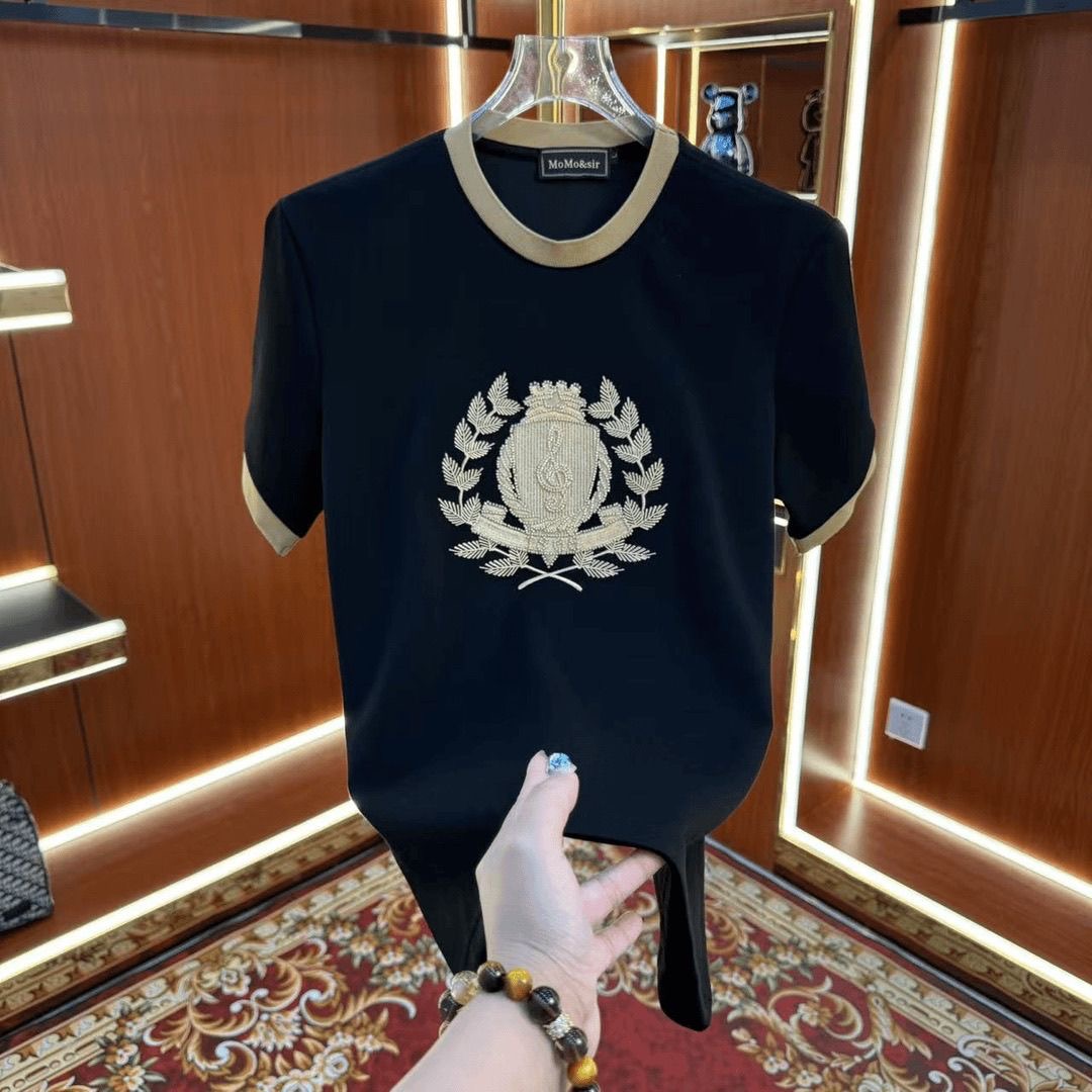 MO-T恤刺绣夏季百搭上衣短袖刺绣轻奢字母高奢9216-ZL