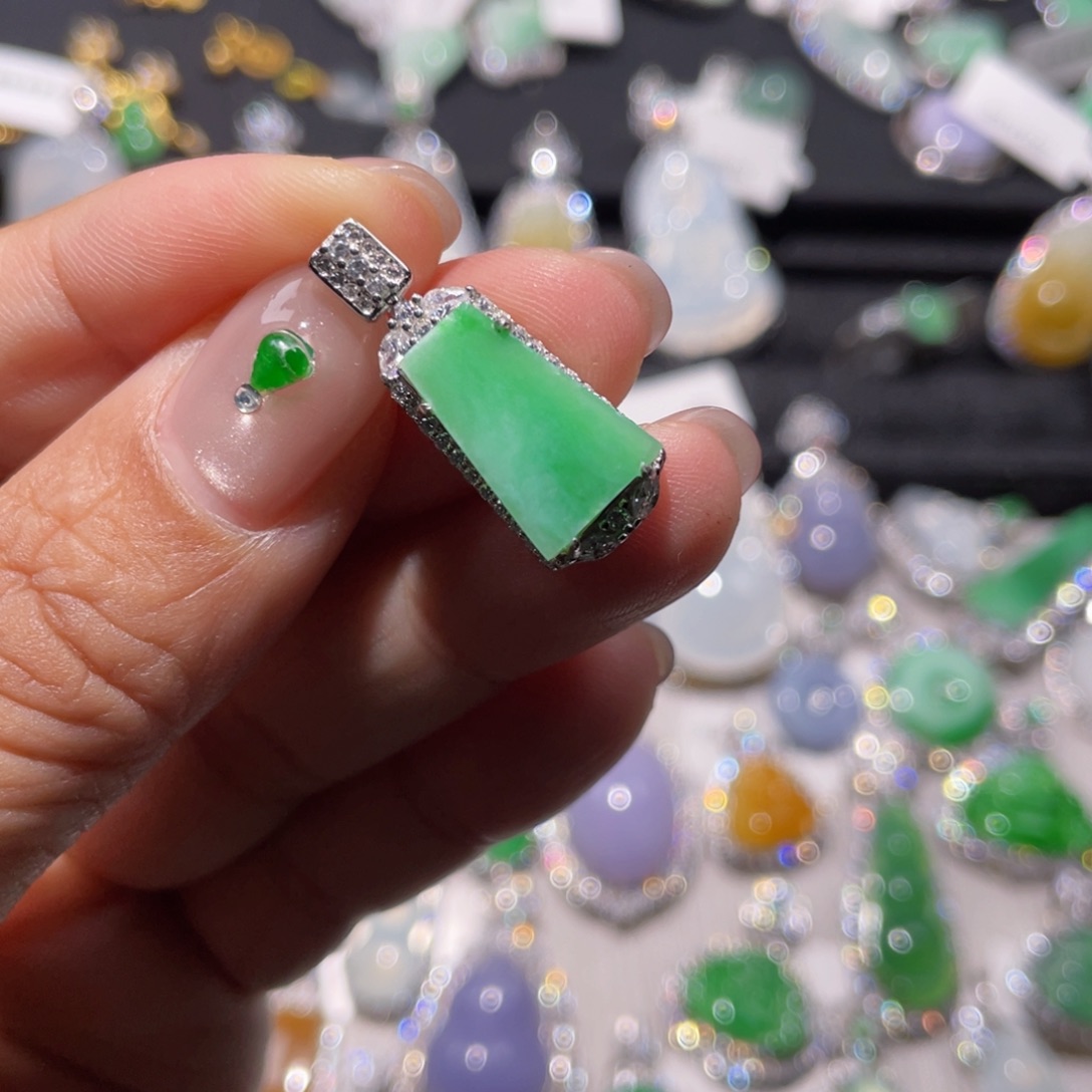 翡翠银S925镶嵌挂件