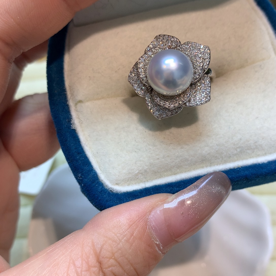 海水珍珠戒指银S925镶嵌