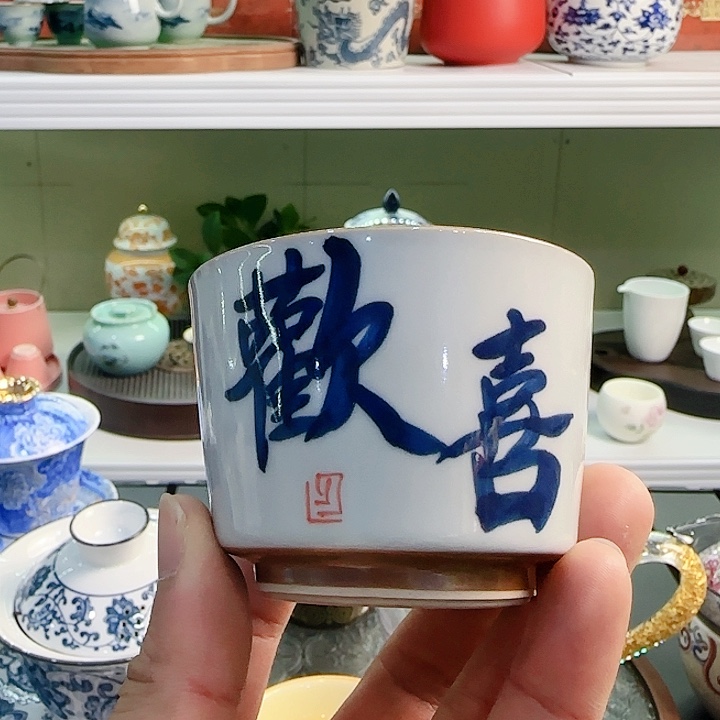 青花瓷器茶具套装旅行套装 茶叶罐玻璃杯等