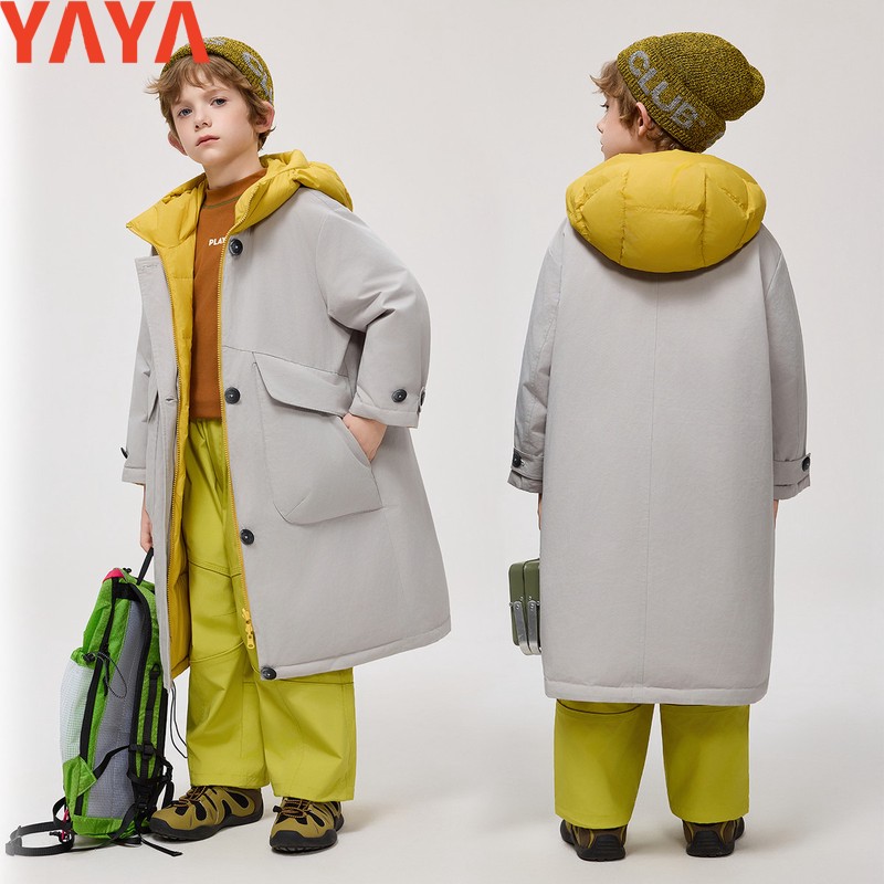 YAYA/衣鸭鸭儿童羽绒服长款两面穿2025新款洋气中大童加厚男女童
