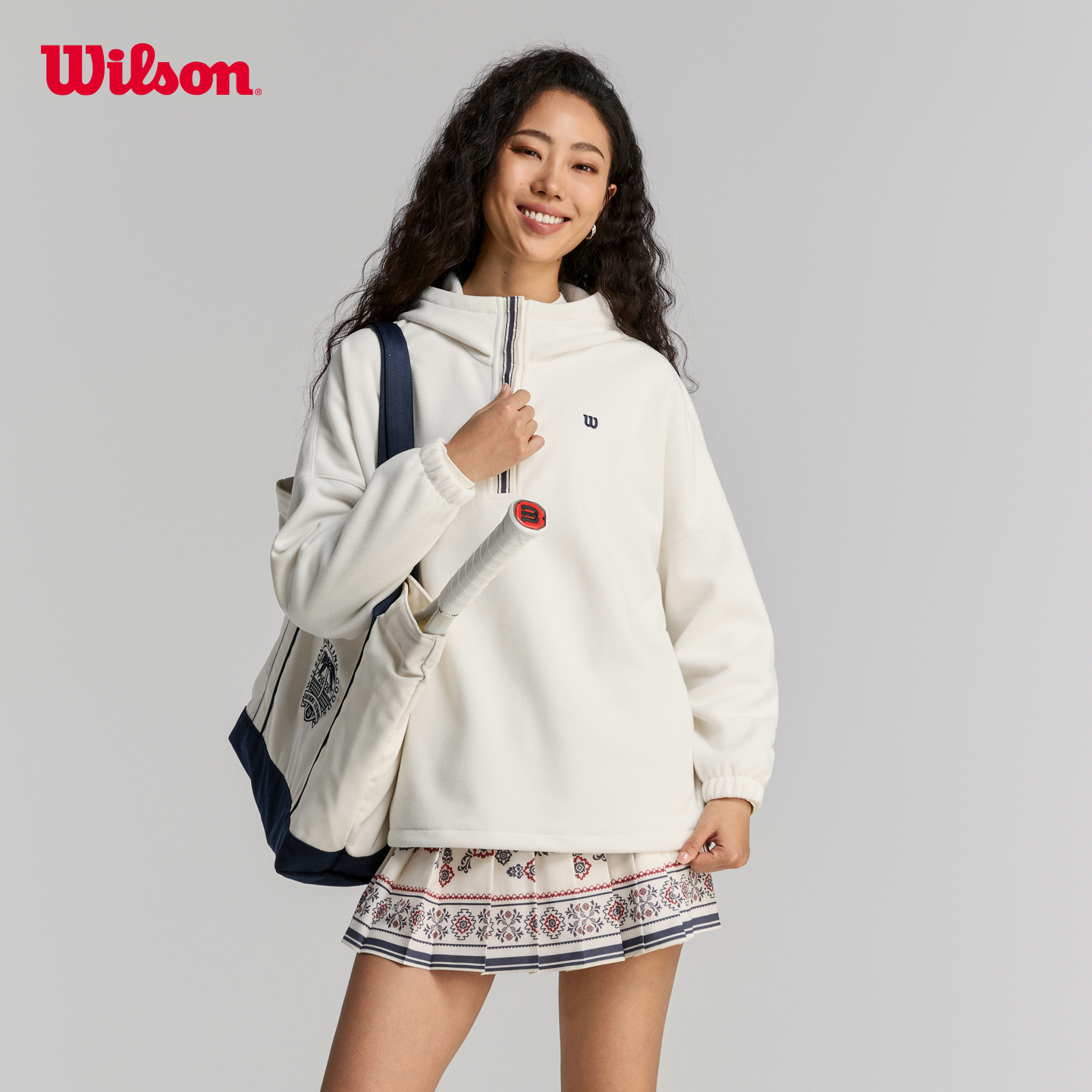 【新款】Wilson威尔胜官方26女士拉绒面料保暖网球连帽卫衣WE00130