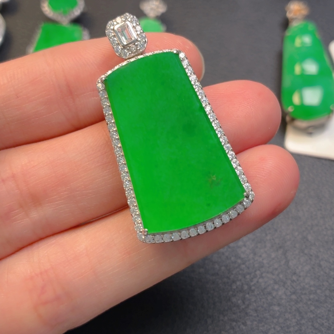 翡翠银S925镶嵌吊坠(不含链)