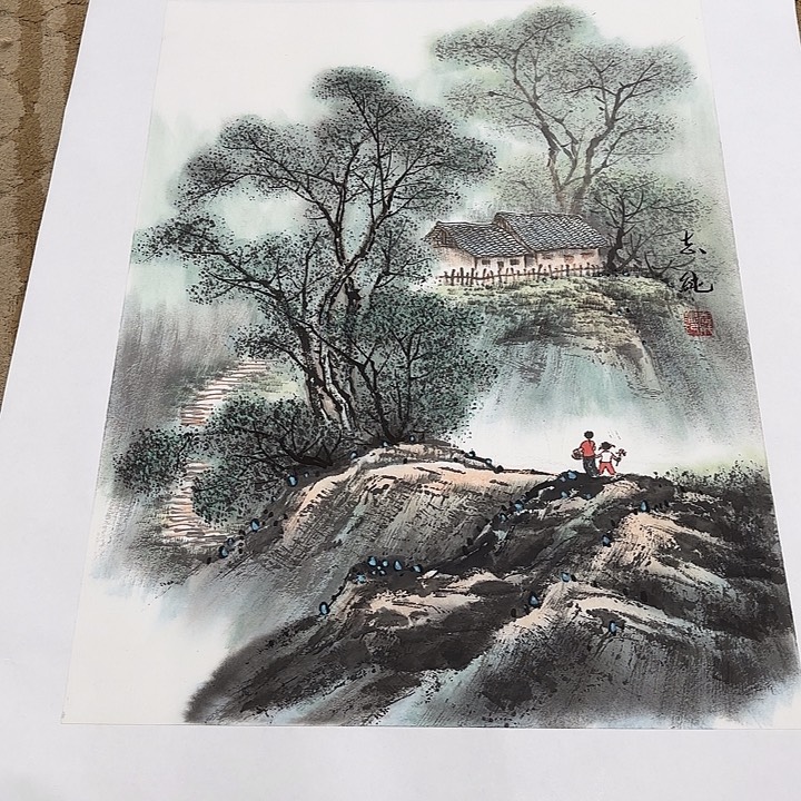 国画镜***人花鸟的翅膀和翅膀都是白色的羽毛和