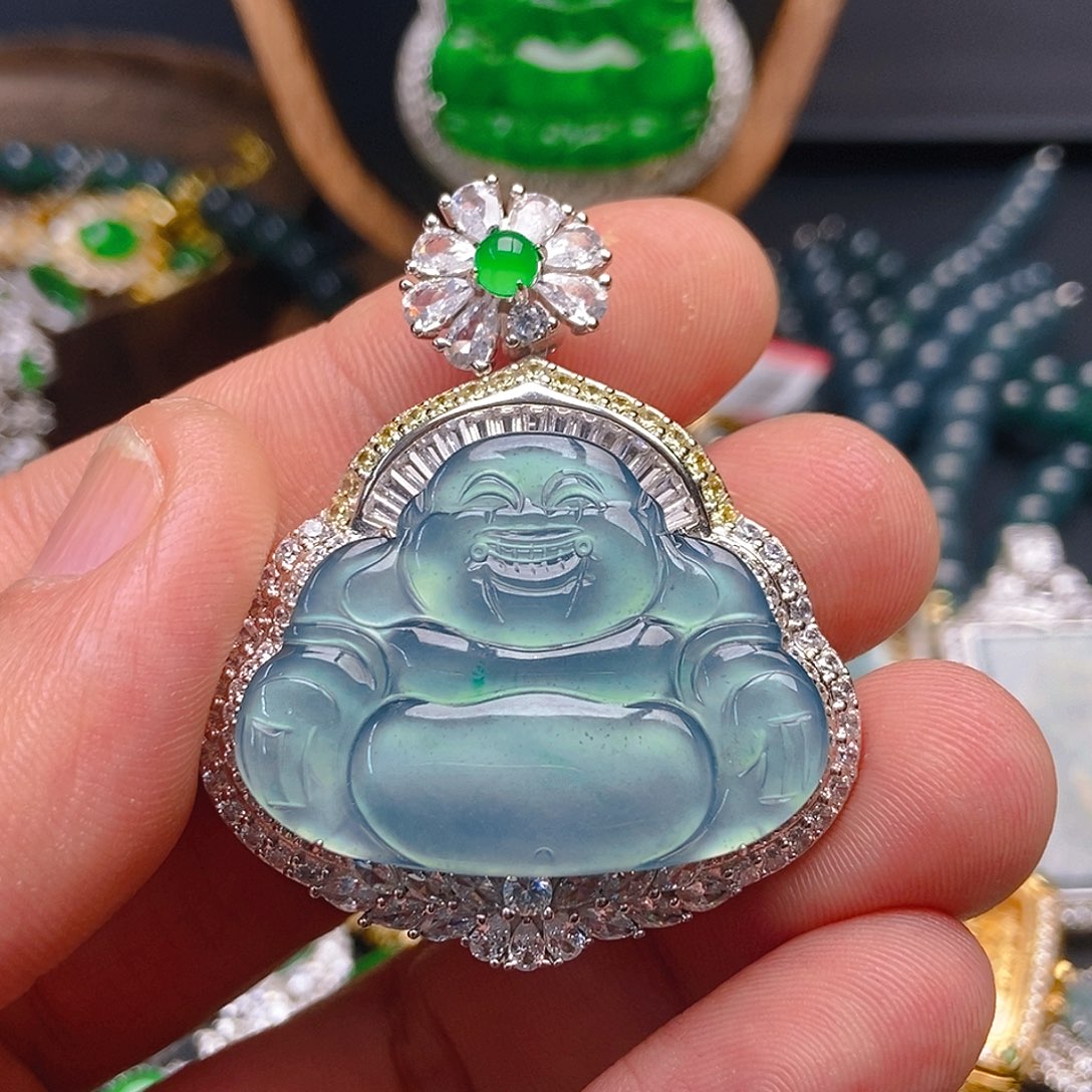 翡翠吊坠(不含链)银S925镶嵌406吊坠