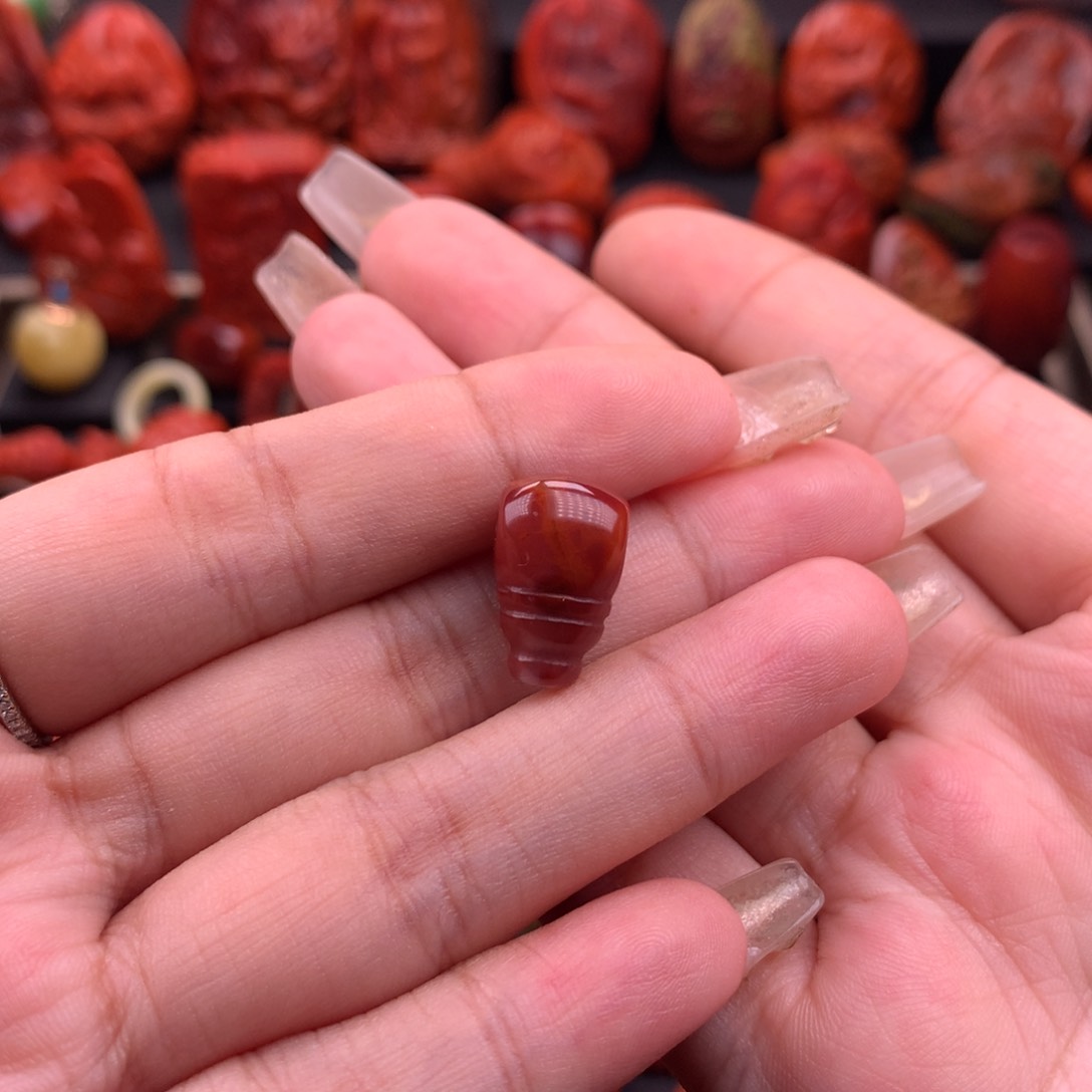 南红玛瑙南红川料原矿牛血红直切三通10mm➕未镶嵌