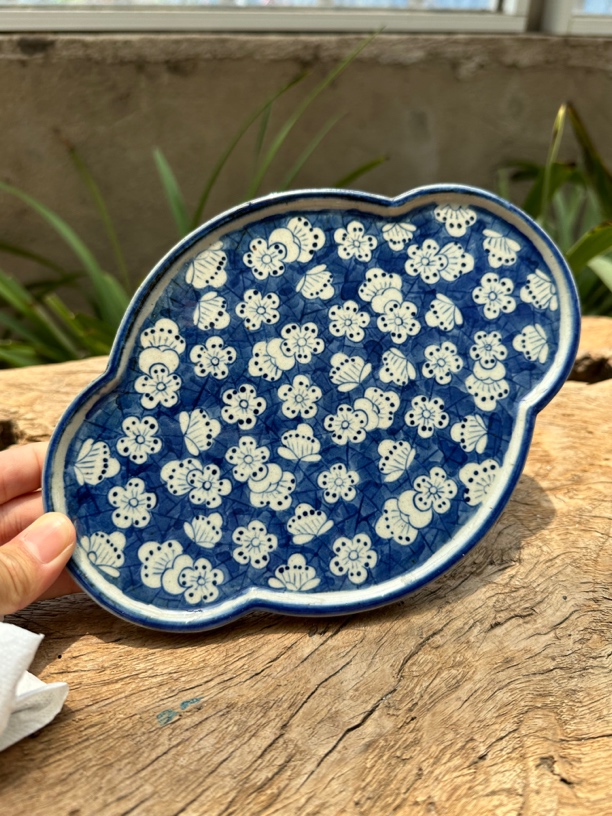 【近山古美】冰梅海棠干泡台高温手绘釉下青花瓷