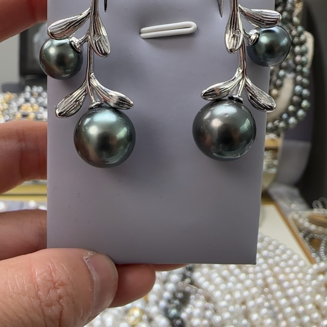 海水珍珠耳饰银S925镶嵌