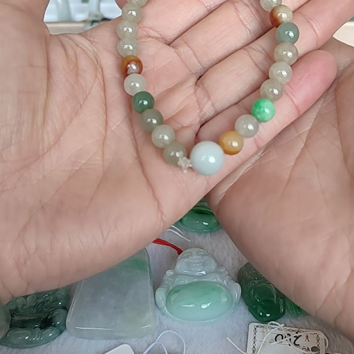 翡翠手链未镶嵌用****1天然翡翠多宝手串