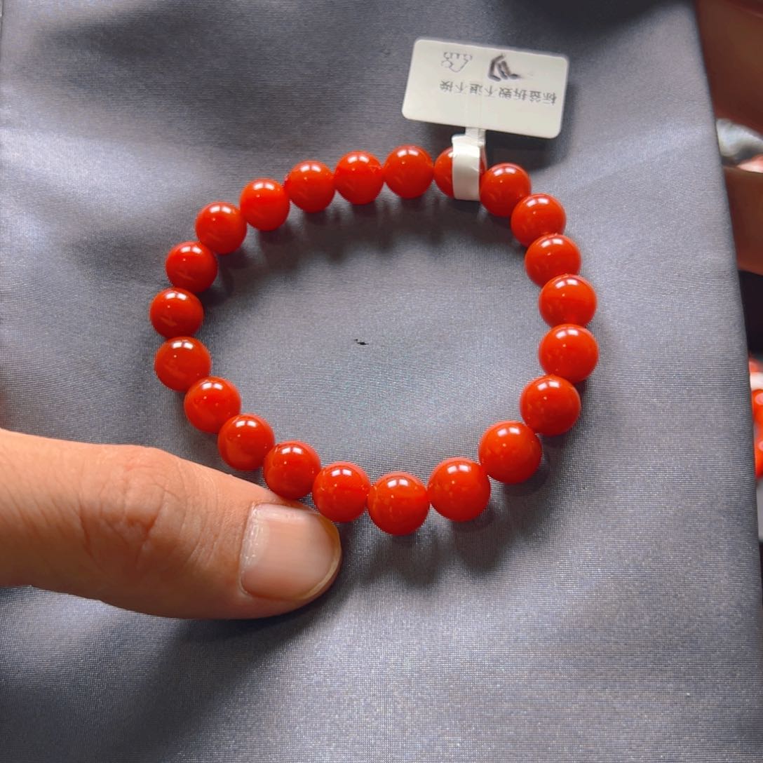 南红玛瑙柿子锦手串8+未镶嵌