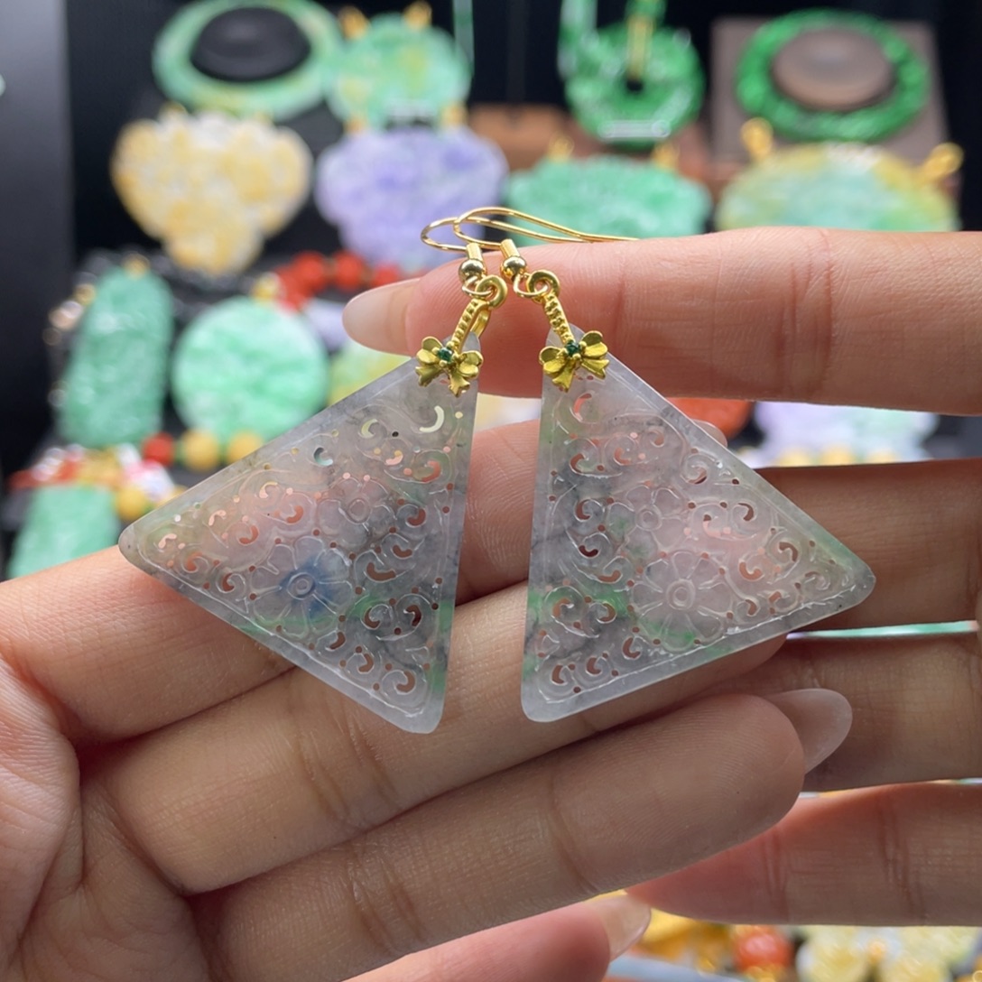 翡翠未镶嵌耳饰代编织