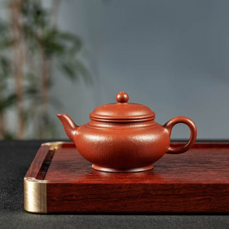 原矿朱泥容量160cc颗粒30目宫灯壶全手工制作