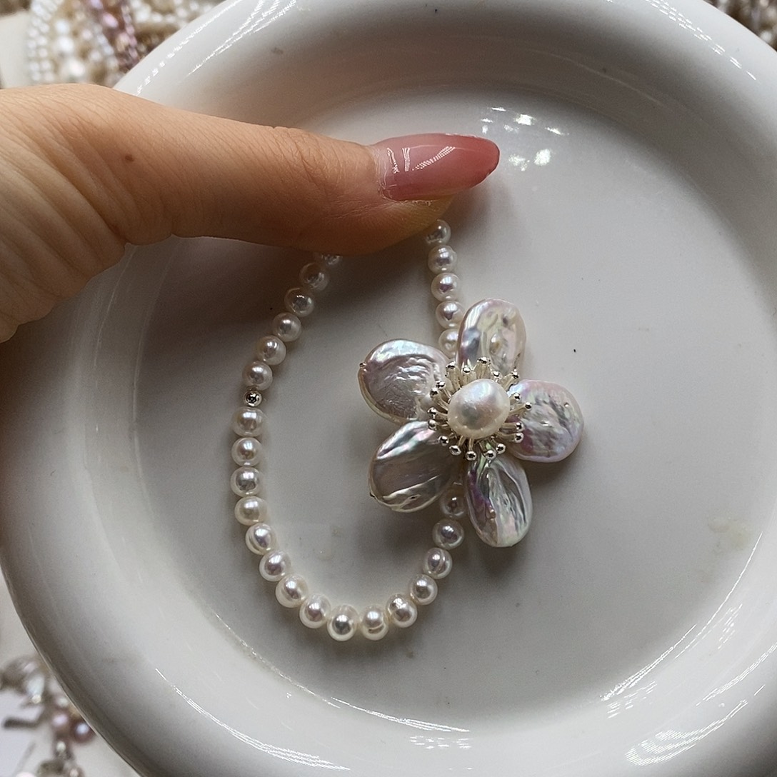 淡水珍珠耳饰银S925镶嵌