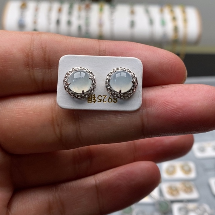 翡翠戒指银S925镶嵌1111