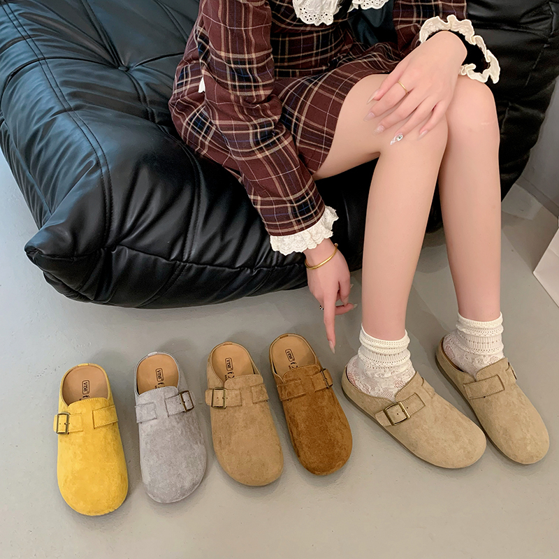 【现货+运费险】内增高2025厚底舒适皮带扣休闲风包头拖网红春秋