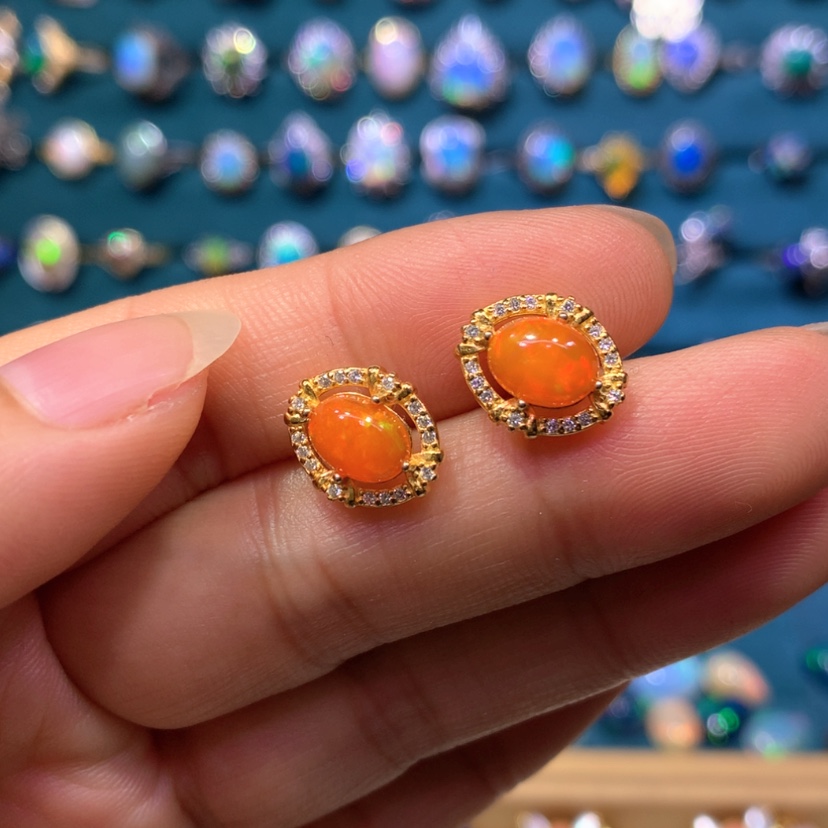 【闪购商品】欧泊银S925镶嵌耳饰款式