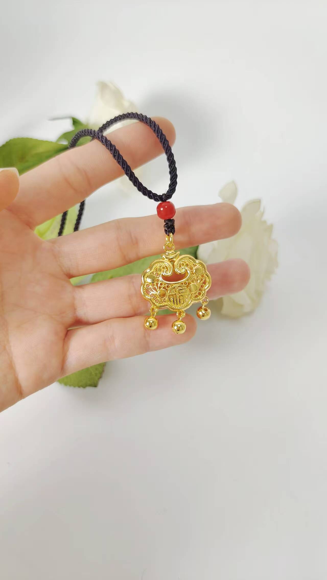 坠链均925银 铃铛平安锁包鑫约0.26