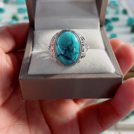 绿松石珠宝奇石银S925镶嵌