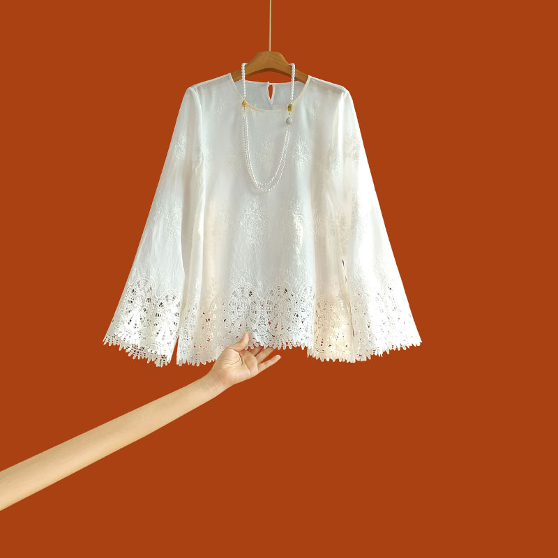 早春新款新中式衬衫长袖女2025早春新款气质圆领显瘦别致上衣