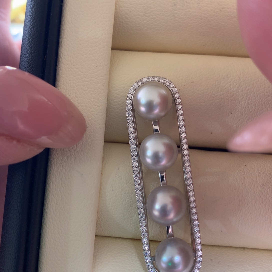 海水珍珠银S925镶嵌颈饰