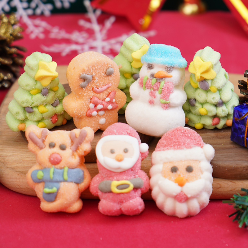 圣诞节棉花糖创意水果味硬糖棒棒糖雪人圣诞树卡通造型棉花棒棒糖