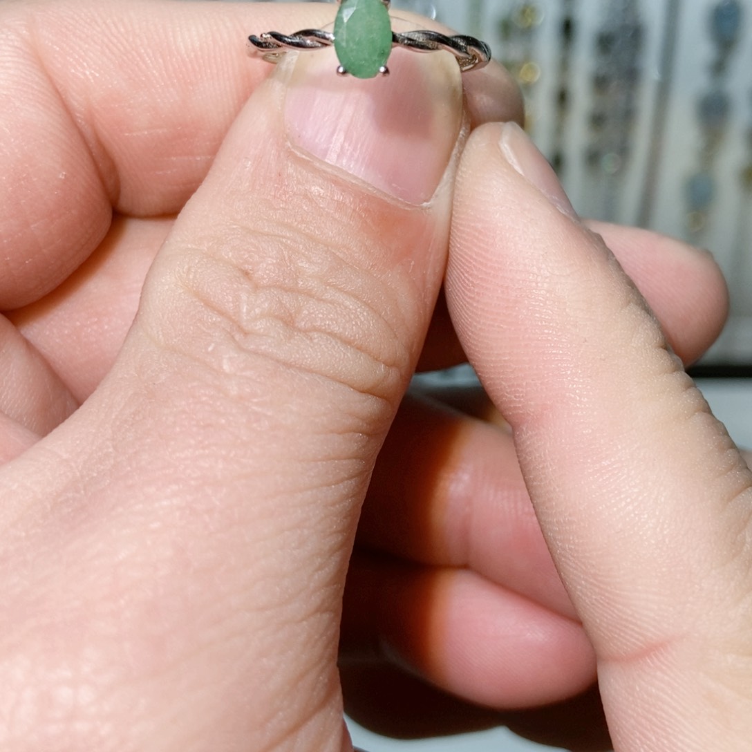绿水晶戒指银S925镶嵌