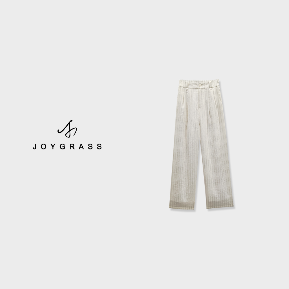 JOYGRASS【云线谧语·松麻】清简高腰阔腿裤K-05875