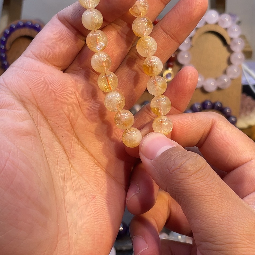 手链未镶嵌水晶纯天然黄塔晶