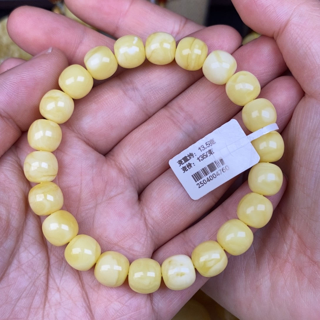 手链蜜蜡未镶嵌10精工高桩老型浓白蜡