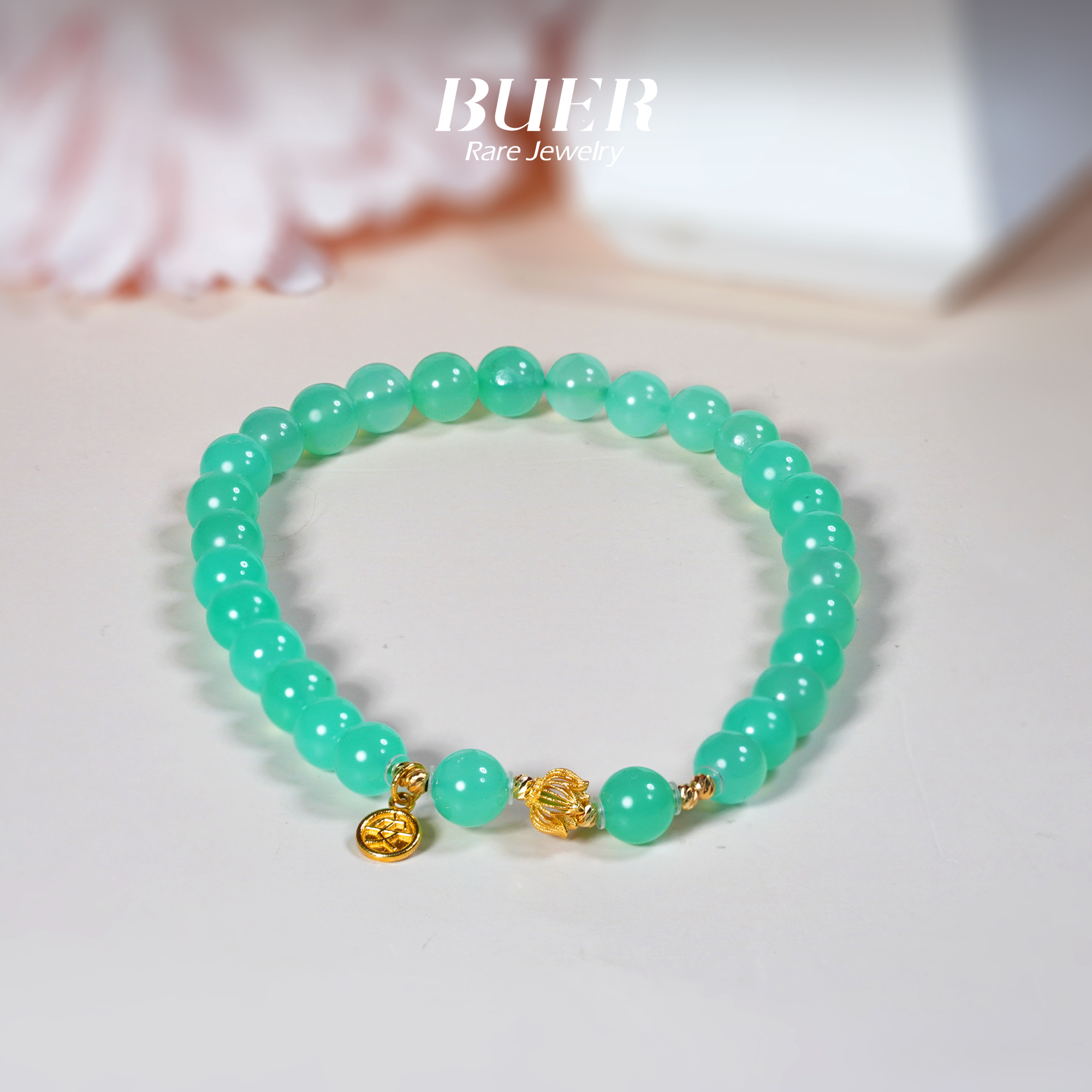 【全冰种-顶货】澳玉18K金手串5mm