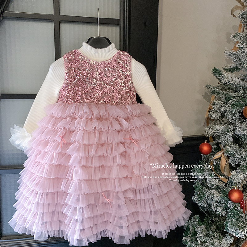 秋冬"茉烟染"女童针织上衣+加绒无袖蛋糕连衣裙86555