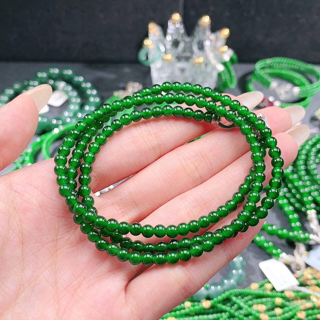 A***.翡翠未镶嵌手链项链