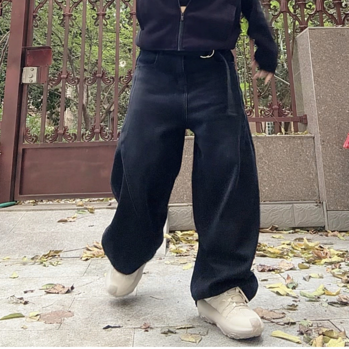 秋冬新款 加绒加厚微弹痞帅弯刀裤裤长105