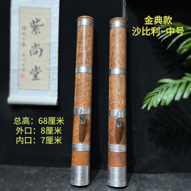 沙比利中号龙胆纹精美高档摆件纯手工木雕工艺品68高实木整木抽空