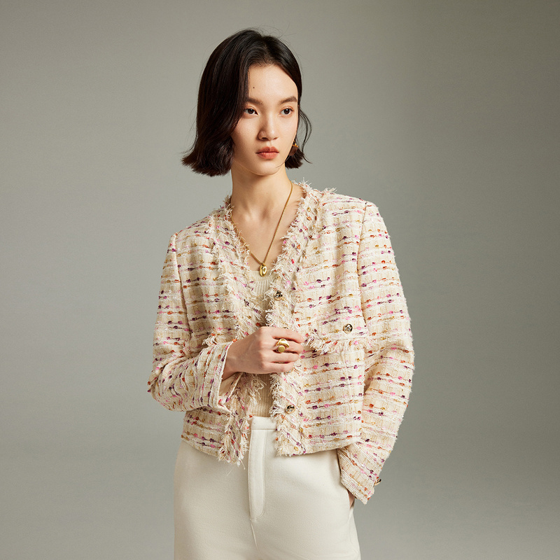 【艾美甄选】MOFAN摩凡秋新款卡其花纹短外套MBW553082