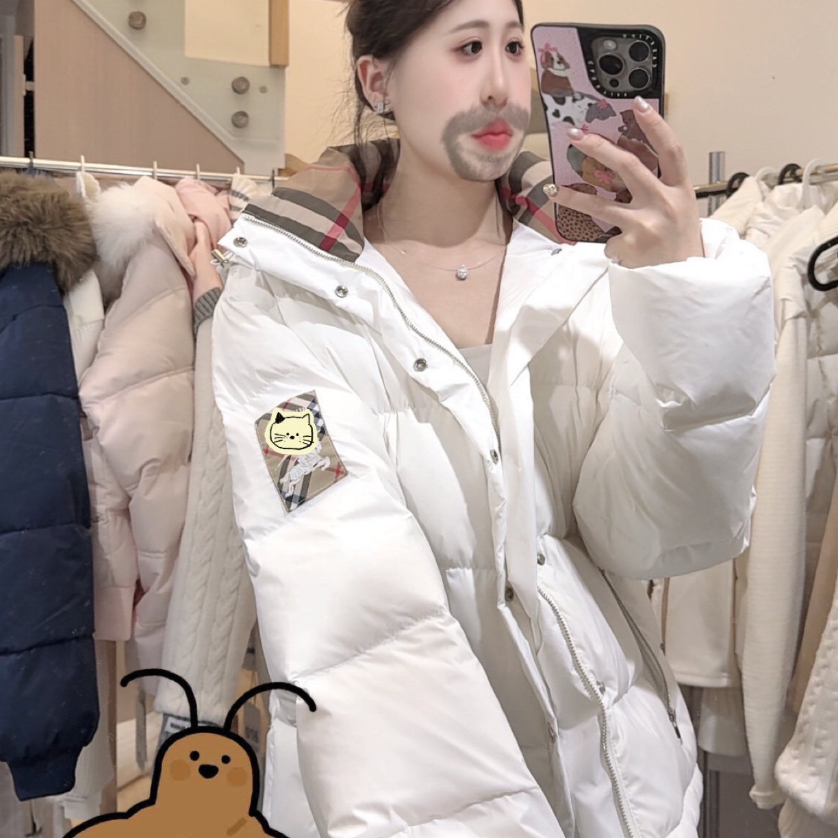 【佳佳】巴家白色连帽羽绒外套(no退no换）