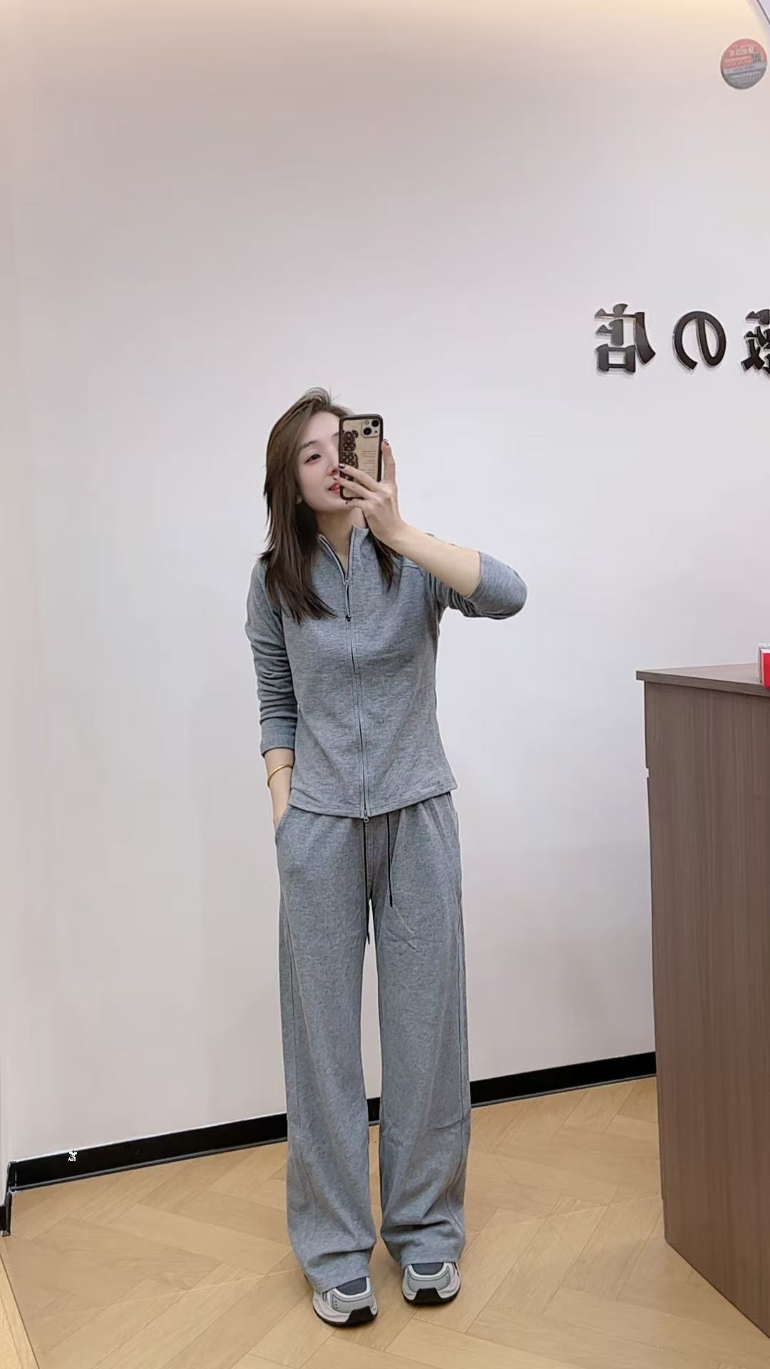 小薇家【套装】25027冬季新款小蛮腰双拉链显瘦套装