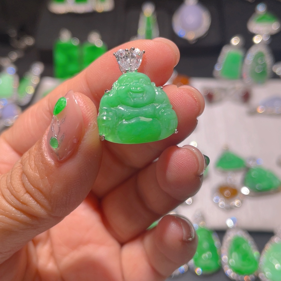 翡翠颈饰银S925镶嵌精品