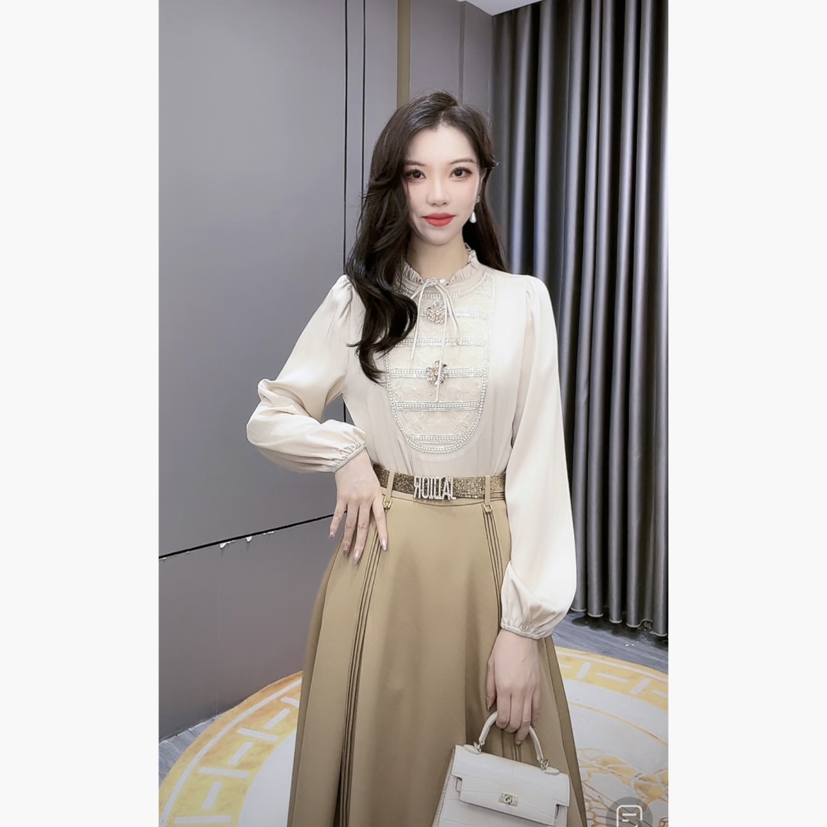 【萌萌定制】国内设计师品牌秋季新款时尚名媛轻奢套装女F2330186