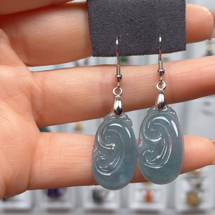 【闪购商品】翡翠耳饰银S925镶嵌耳饰