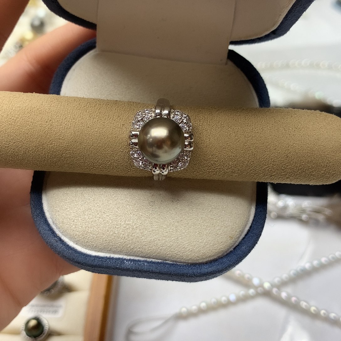 海水珍珠戒圈银S925镶嵌