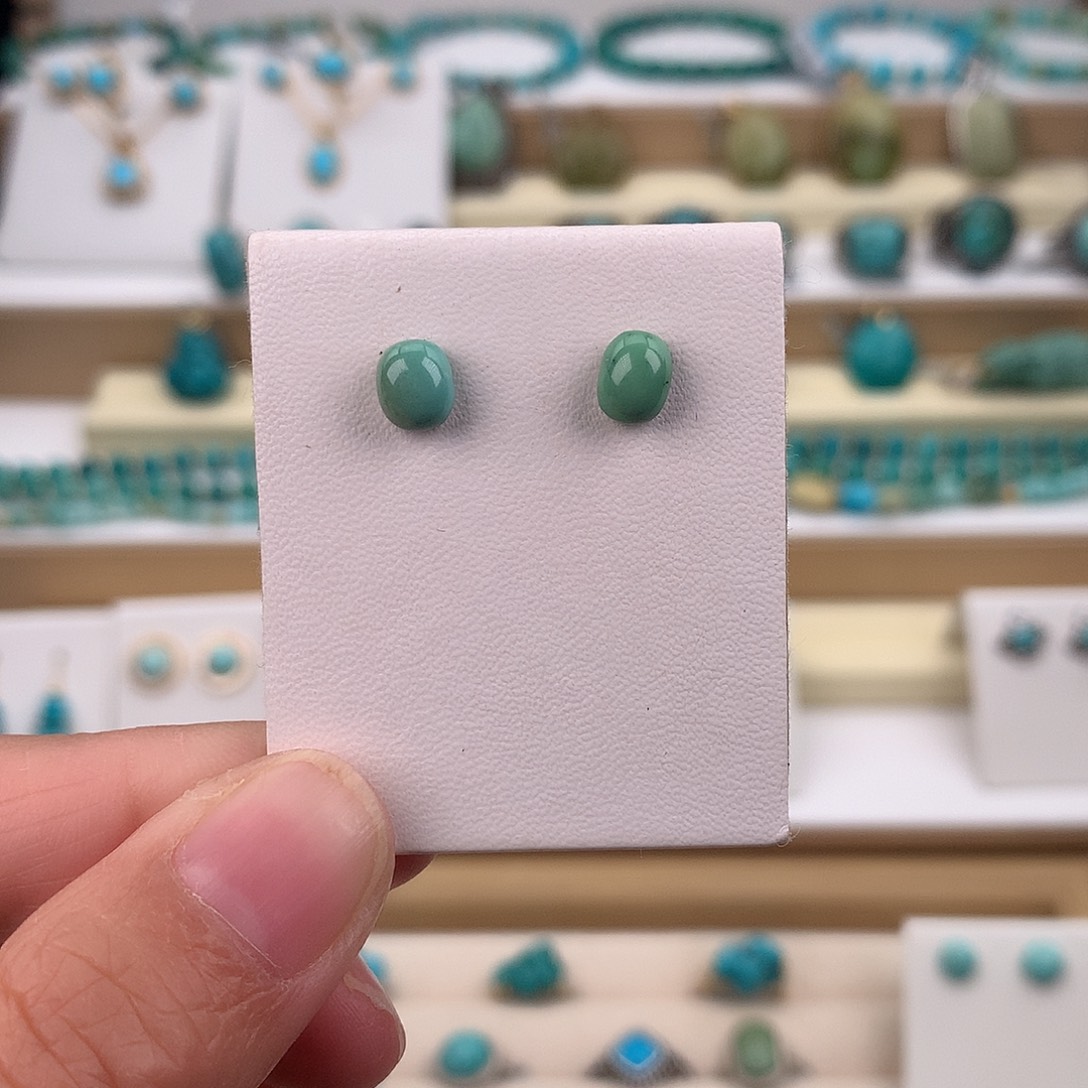 影***说绿松石银S925镶嵌耳饰