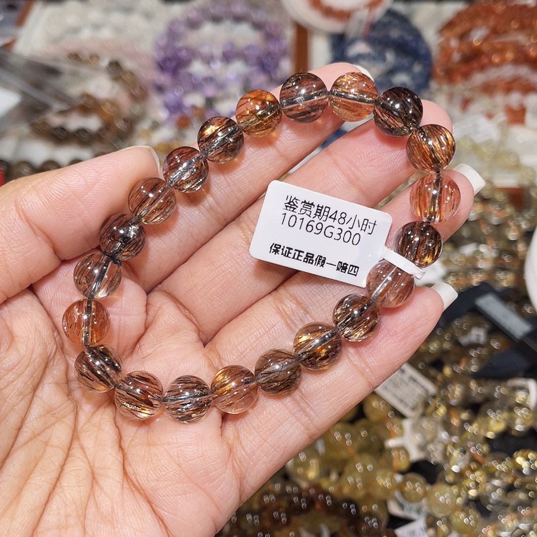 琬***儿未镶嵌手串水晶已实名黑金超七9m