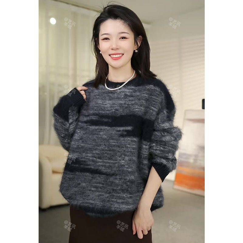 【极寒系列】云雾绕山~加厚羊绒羊毛衫拉绒氛围感圆领毛衣女SY5617 