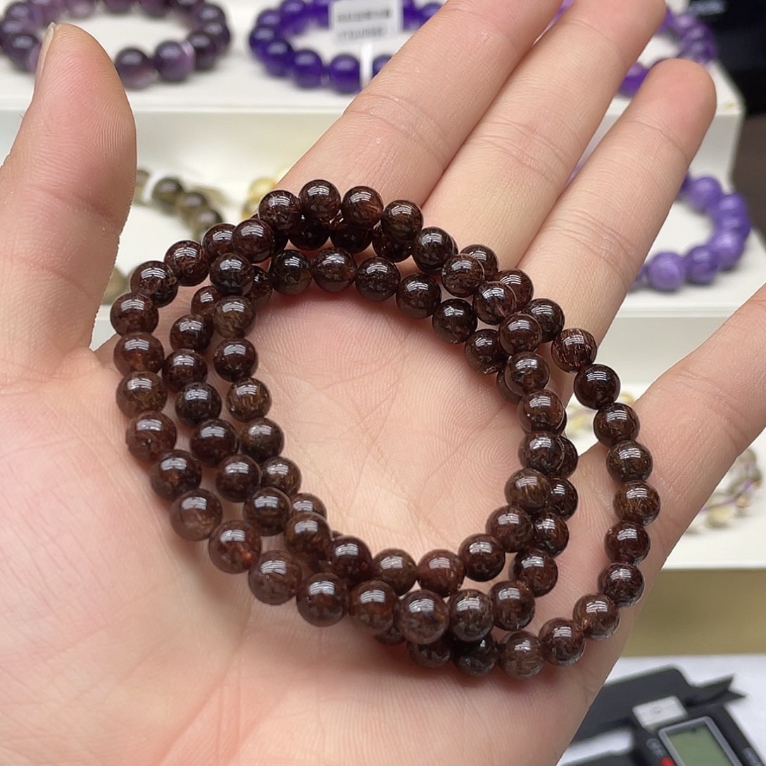 水晶手链未镶嵌铜发晶三圈6.5